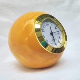 Small Desk Clock, Ball Shaped Orange Ceramic Table Orange Ceramic Shelf Vintage Retro Style Clock - thumbnail 3