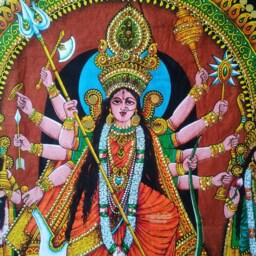 Goddess Durga Tapestry, Indian Religious Wall Hanging Art, Spiritual Home Decor Gift - thumbnail 3