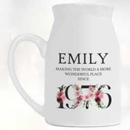 50Th Birthday Gift For Women - Wonderful Since 1976 Small Personalised Flower Pot Vase 50 Her Ladies Floral Design Mum Nan Bnd50 - thumbnail 3