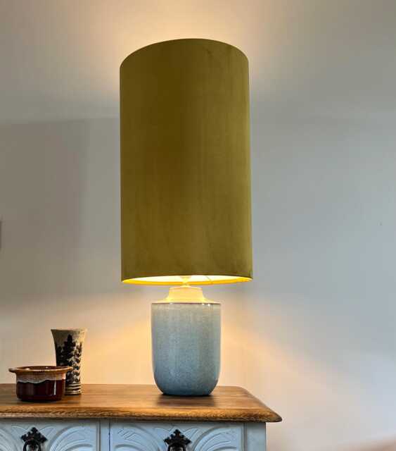 Mustard Velvet Cylinder Lampshade, Extra Tall Lampshade Plain Mustard Velvet - image 1