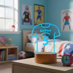 Football Shirt Kids Room Personalised 7 Colour Led Night Light Lamp For Boys Birthday - thumbnail 2