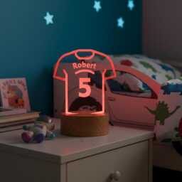 Football Shirt Kids Room Personalised 7 Colour Led Night Light Lamp For Boys Birthday - thumbnail 1