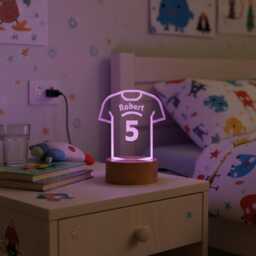 Football Shirt Kids Room Personalised 7 Colour Led Night Light Lamp For Boys Birthday - thumbnail 3