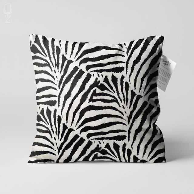 Black & White Cushion Cover With Zebra Pattern - Double Sided Printing Throw Pillow On The Chenille Multi Size Options Oeko-Tex - image 1