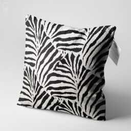 Black & White Cushion Cover With Zebra Pattern - Double Sided Printing Throw Pillow On The Chenille Multi Size Options Oeko-Tex - thumbnail 3