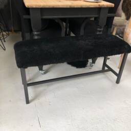 Sheepskin Covered Bench, Genuine Sheepskin Bench , Seat, Love Seat Kitchen Upholstered Gift - thumbnail 3