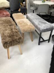 Sheepskin Covered Bench, Genuine Sheepskin Bench , Seat, Love Seat Kitchen Upholstered Gift - thumbnail 1