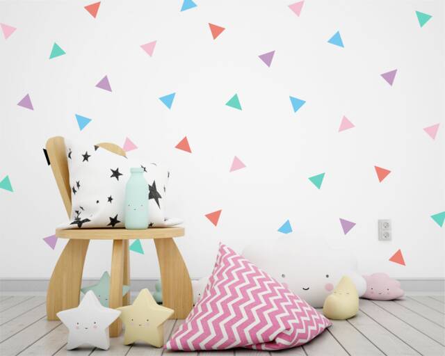 Pastel Triangle Wall Decals Kids Nursery Decor - Pack Of 40 - image 1
