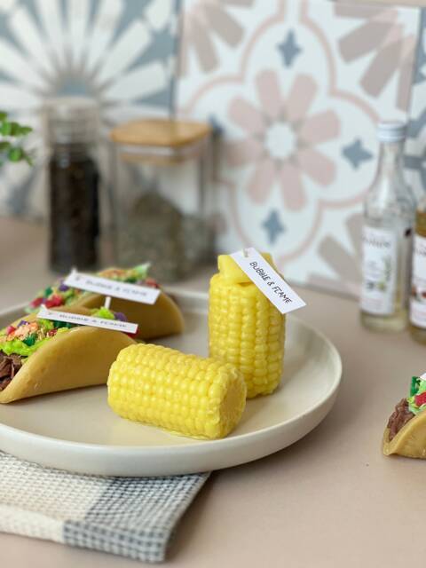 Sweetcorn With Butter Candle - Decorative Novelty Handmade Gift Funny Food Lookalike Corn On The Cob - image 1