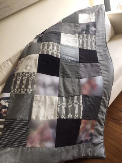 Graduation Quilt .goodbye Gift.leaving Home.end Of Year.gift For Dad.photo Quilt, Patchwork Printed Quilt, Family Grey Memory Blanket - image 1