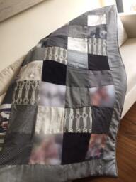 Graduation Quilt .goodbye Gift.leaving Home.end Of Year.gift For Dad.photo Quilt, Patchwork Printed Quilt, Family Grey Memory Blanket - thumbnail 1