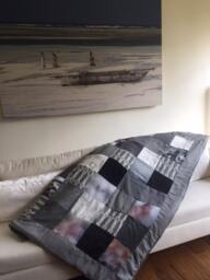 Graduation Quilt .goodbye Gift.leaving Home.end Of Year.gift For Dad.photo Quilt, Patchwork Printed Quilt, Family Grey Memory Blanket - thumbnail 2