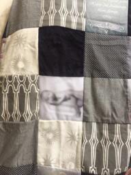Graduation Quilt .goodbye Gift.leaving Home.end Of Year.gift For Dad.photo Quilt, Patchwork Printed Quilt, Family Grey Memory Blanket - thumbnail 3