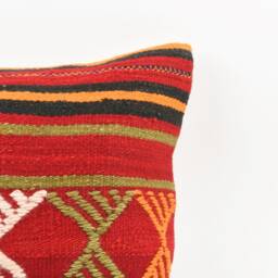 Vintage Turkish Kilim Pillow Cover 18''x18'' Handmade Wool Cushion - thumbnail 2