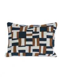 Modern Geometric Patchwork Linen Lumbar Cushion
