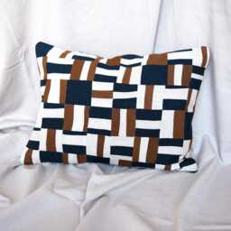 Modern Geometric Patchwork Linen Lumbar Cushion - thumbnail 3