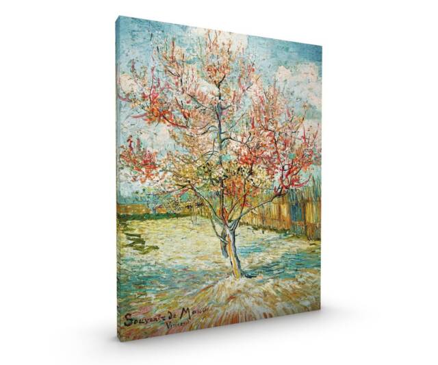 Pink Peach Tree Van Gogh Canvas Framed Glossy Coated Premium With Metal Hanger Various Sizes - image 1