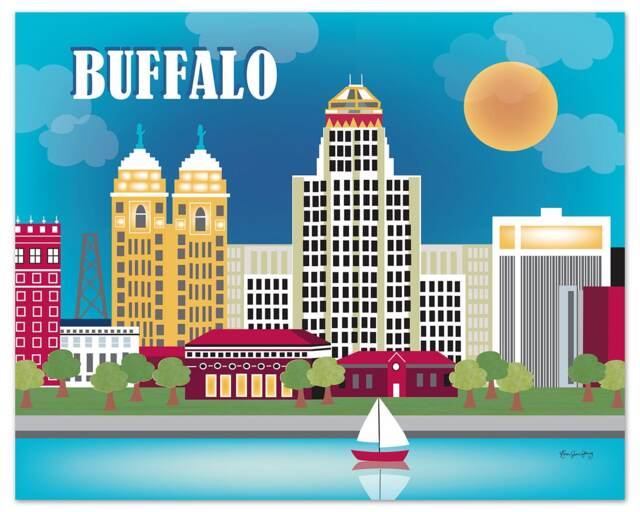 Buffalo Ny Print, Skyline, Ny Artwork, New York Poster, Art, Loose Petals - E8-O-Buf - image 1