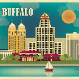 Buffalo Ny Print, Skyline, Ny Artwork, New York Poster, Art, Loose Petals - E8-O-Buf - thumbnail 2