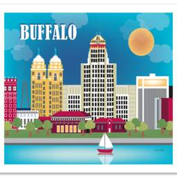 Buffalo Ny Print, Skyline, Ny Artwork, New York Poster, Art, Loose Petals - E8-O-Buf - thumbnail 3