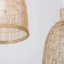 Handmade Bamboo Pendant Light - Small Woven Asian Lamp - thumbnail 3