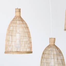 Handmade Bamboo Pendant Light - Small Woven Asian Lamp - thumbnail 2
