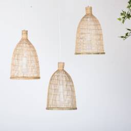 Handmade Bamboo Pendant Light - Small Woven Asian Lamp - thumbnail 1
