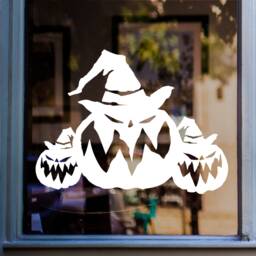 Halloween Window Sticker Pumpkin Decal Home Shop Retail Display Vinyl - thumbnail 1