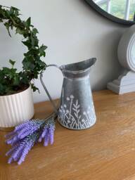 Vintage Rustic Metal Jug Flower Vase Pitcher Shabby Chic Planter 22cm Free Postage - thumbnail 1