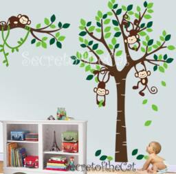 Tree & Monkeys Wall Decal - Nursery Decor - thumbnail 2