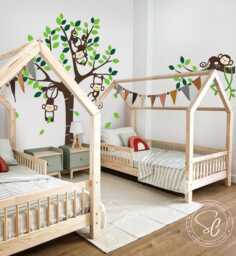 Tree & Monkeys Wall Decal - Nursery Decor - thumbnail 1