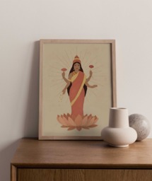 Lakshmi Wall Art A4 A3 Goddess Illustration, Hindu Goddess, Illustration, Poster - thumbnail 1