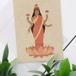 Lakshmi Wall Art A4 A3 Goddess Illustration, Hindu Goddess, Illustration, Poster - thumbnail 3