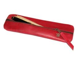 Pencil Case Leather Red Pencil Case Pouch Leather Red Handmade Customizable Small Elegant Noble - thumbnail 1