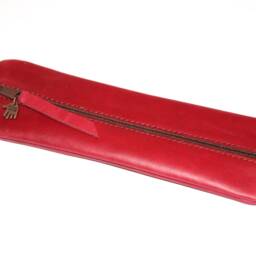 Pencil Case Leather Red Pencil Case Pouch Leather Red Handmade Customizable Small Elegant Noble - thumbnail 3