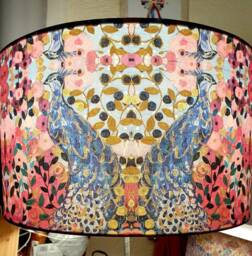 Handmade Decoupage Lampshade Pink Peacock Art Decor