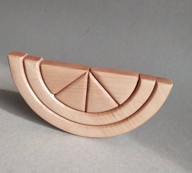 Wooden Watermelon, Fruit Toy, Watermelon Shapes, Cutout, Stacker Toys, Kitchen Toys - image 1