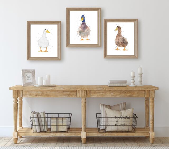 Watercolour Duck Prints, Painting, Gifts, Set Of Wall Art, Country Home Decor, Wildlife Animal Art - image 1