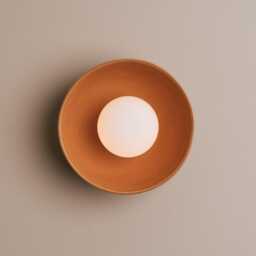 Terracotta Small Dawn Wall Light in Ceramic & Oak - thumbnail 3