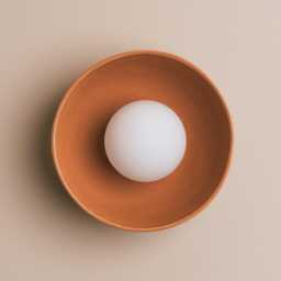 Terracotta Small Dawn Wall Light in Ceramic & Oak