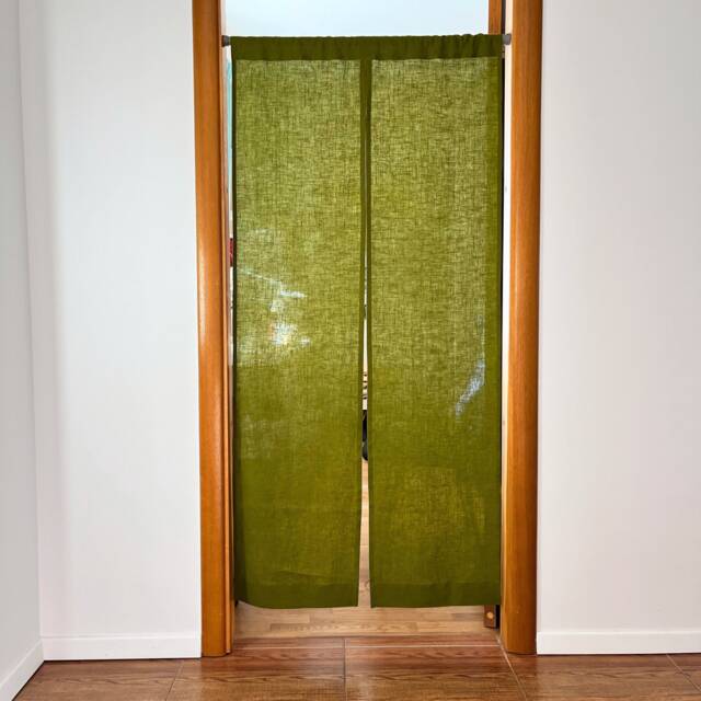 Moss Green Japanese Noren Curtain. Linen Door Doorway Custom Size. Various Colours. Panels - image 1