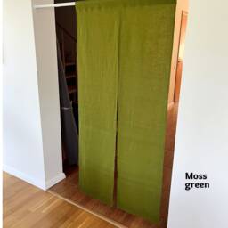 Moss Green Japanese Noren Curtain. Linen Door Doorway Custom Size. Various Colours. Panels - thumbnail 3