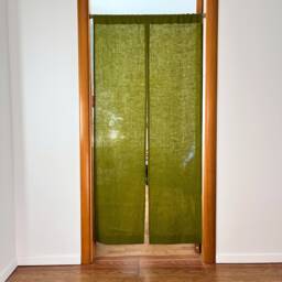 Moss Green Japanese Noren Curtain. Linen Door Doorway Custom Size. Various Colours. Panels - thumbnail 1