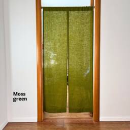 Moss Green Japanese Noren Curtain. Linen Door Doorway Custom Size. Various Colours. Panels - thumbnail 2