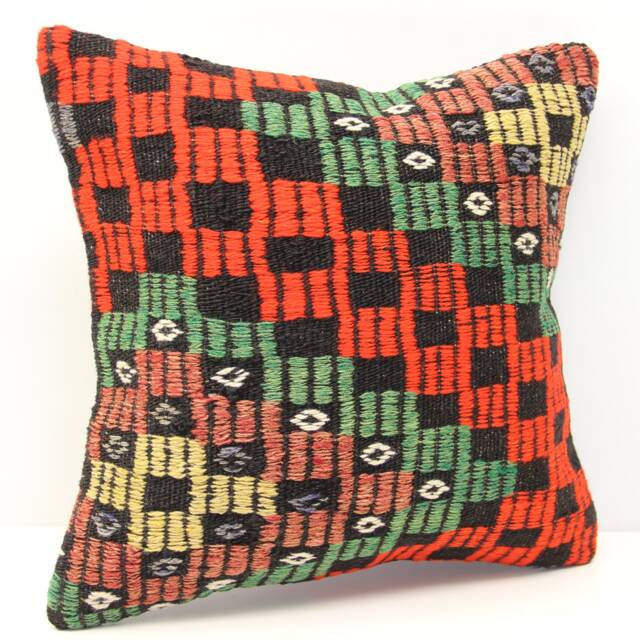 Handmade Kilim Pillow Cover 16x16 Boho Decor - image 1