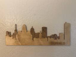 Buffalo Skyline Wooden Sign - Rustic Art Layered Laser Cut Wall Handmade Decor Gift Ideas - thumbnail 1