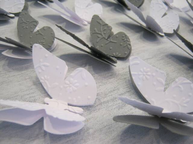 Set Of 20 3D Butterflies Embossed Wall Tattoo Decoration - White Grey Colour Choice - image 1