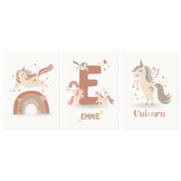 Set Of 3, Unicorn Prints, Personalised, Various Colours, A5 A4 A3 A2 A1, Girls, Nursery Decor, Wall Art, Boho, Theme - thumbnail 4