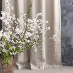 Rustic Linen Curtain - 1 Pcs - Unbleached -Heavier Weight With Ties-Not Dyed Curtain- Farm Style - thumbnail 2