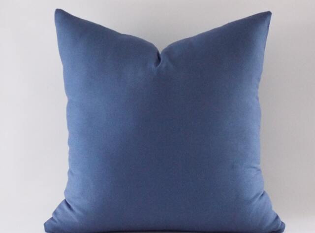 Navy Blue Cotton Canvas Pillow Cover Decorative Throw - image 1